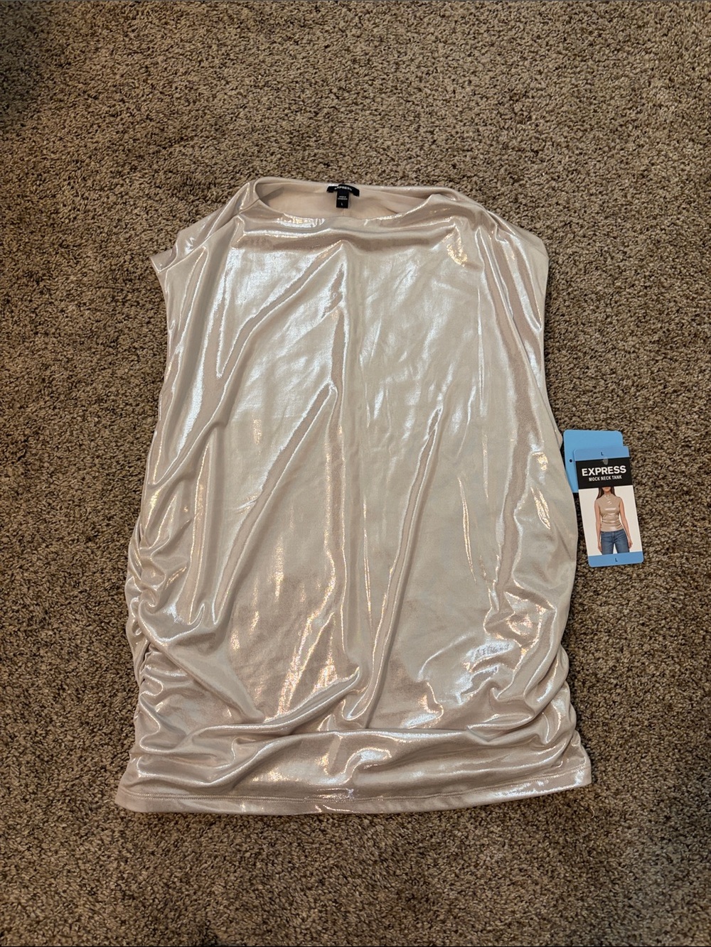 Express Metallic Sleeveless Top - Champagne Blush